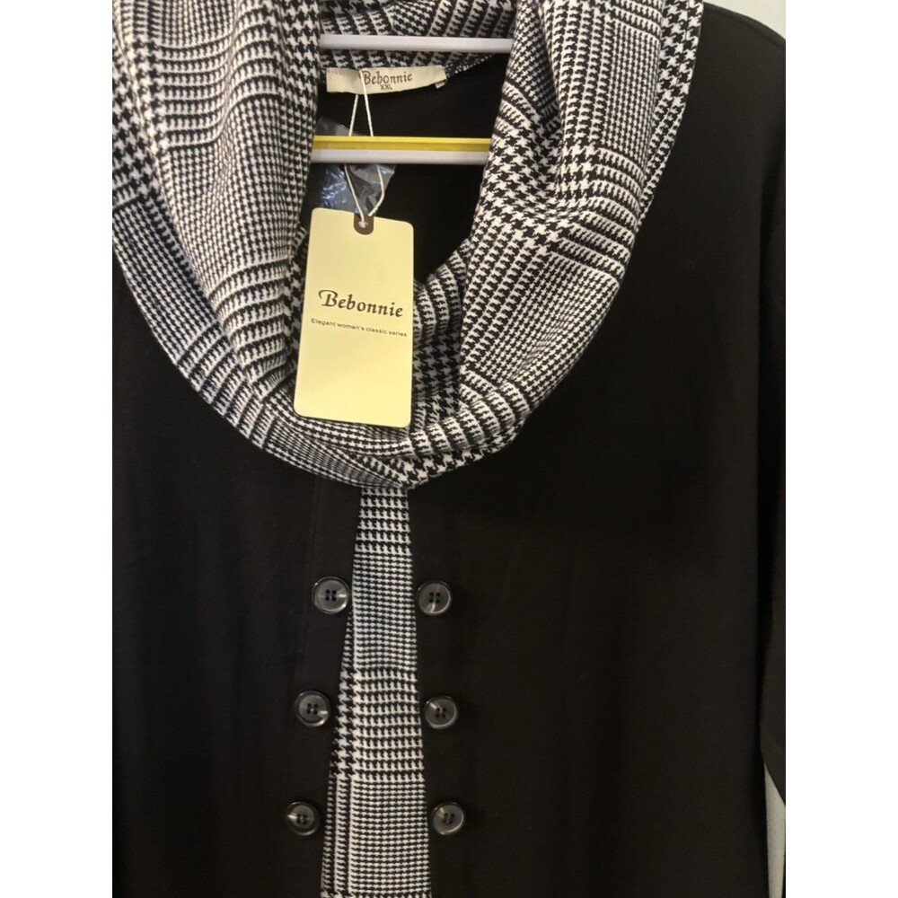 NWT Bebonnie Black And White Tunic Cowl Neck 2X - Picture 5 of 8